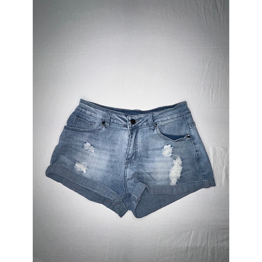 Modariani Distressed Denim Shorts Women's Medium Blue Wash Casual‎ Cuffed Hem